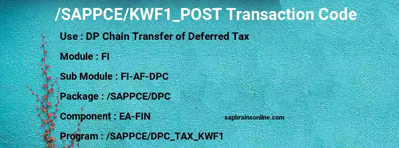 SAP /SAPPCE/KWF1_POST transaction code