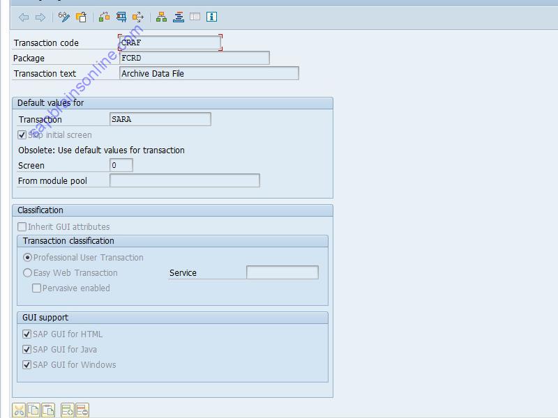 SAP CRAF tcode technical details