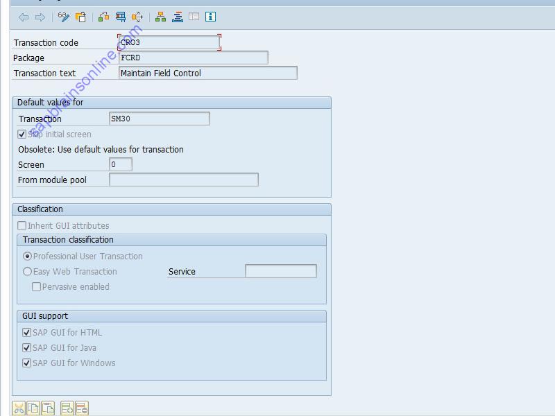 SAP CRO3 tcode technical details