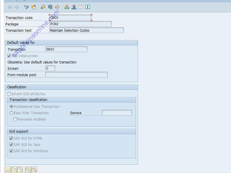 SAP CRO5 tcode technical details