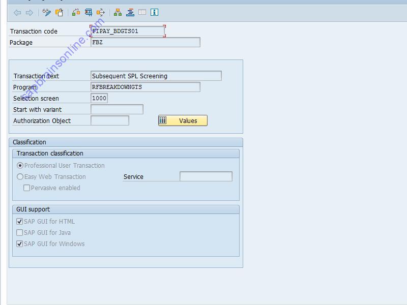 SAP FIPAY_BDGTS01 tcode technical details