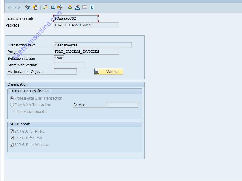 SAP FOAPPROC02 tcode technical details