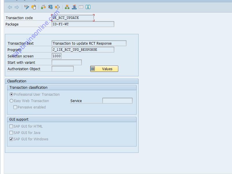 SAP IE_RCT_UPDATE tcode technical details