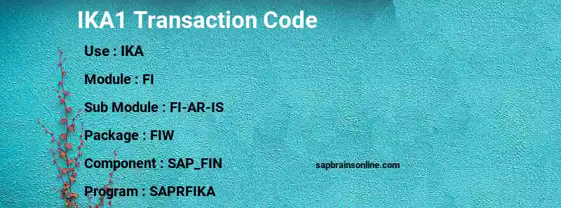 SAP IKA1 transaction code