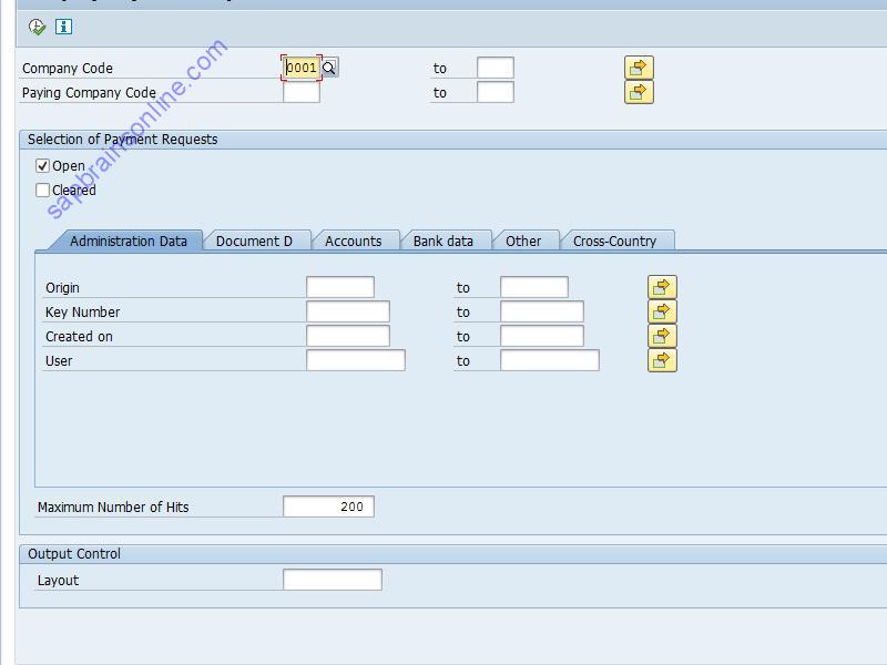 SAP F8BT tcode screenshot