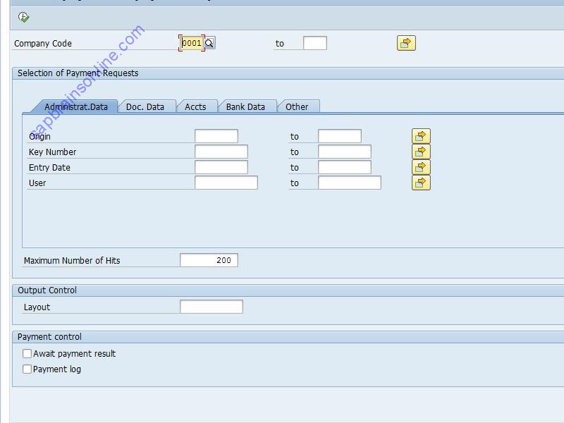 SAP F8BX tcode screenshot