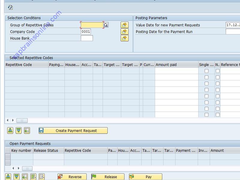 SAP FRFT_B tcode screenshot