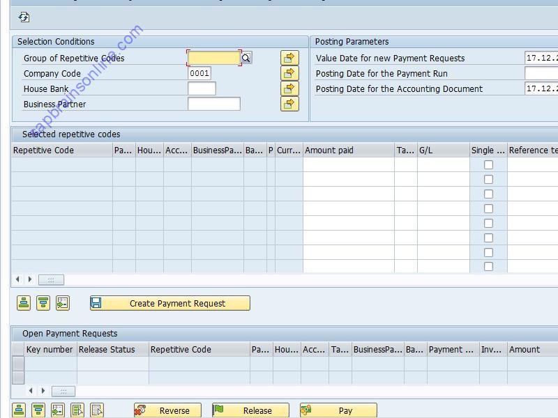 SAP FRFT_TR tcode screenshot