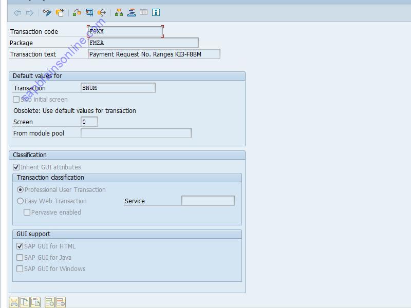 SAP F8XX tcode technical details