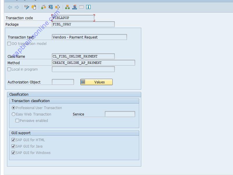 SAP FIBLAPOP tcode technical details