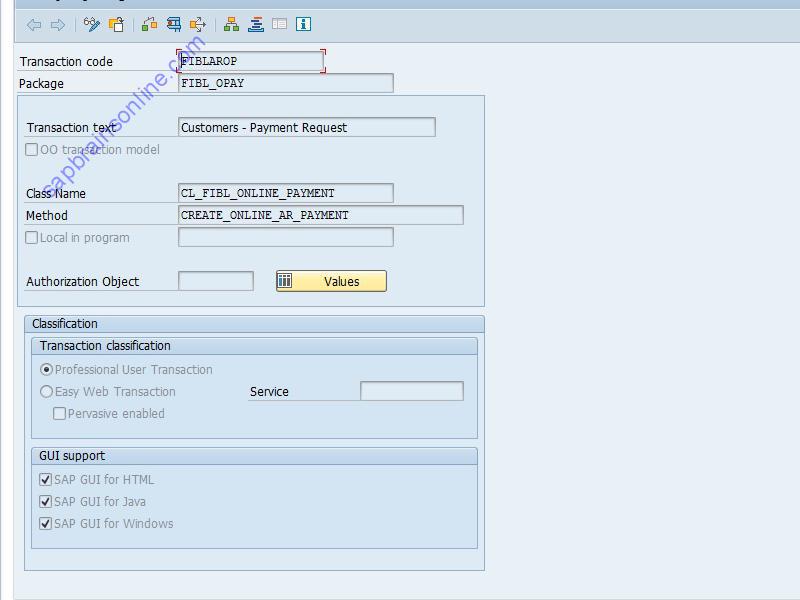 SAP FIBLAROP tcode technical details