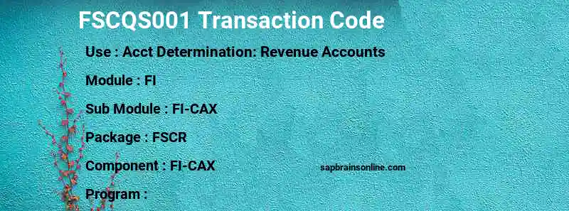 SAP FSCQS001 transaction code