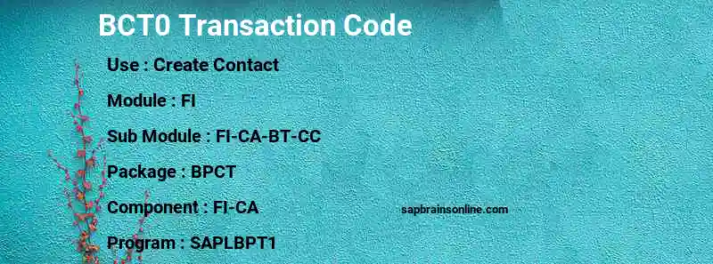 SAP BCT0 transaction code