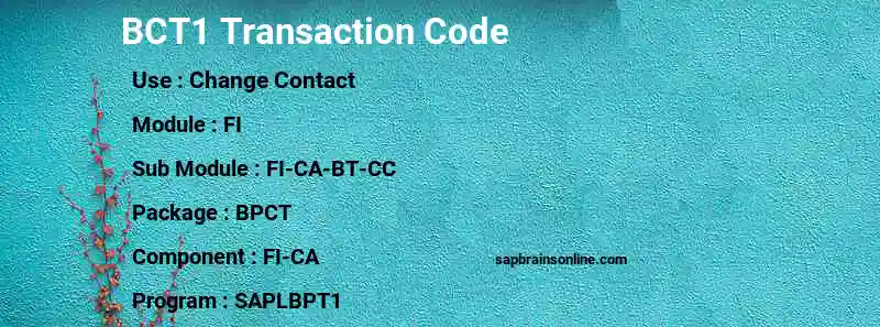 SAP BCT1 transaction code