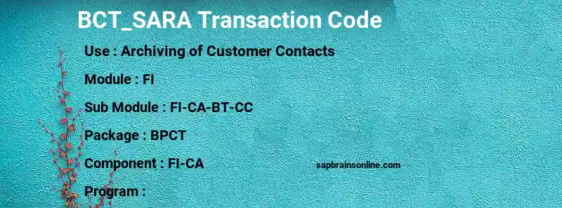 SAP BCT_SARA transaction code