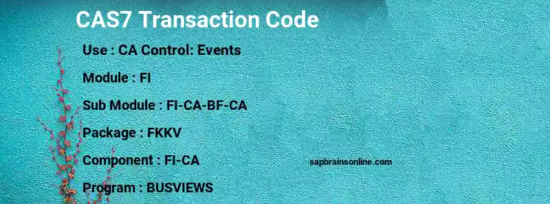 SAP CAS7 transaction code