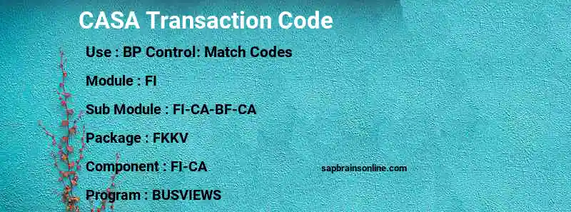 SAP CASA transaction code