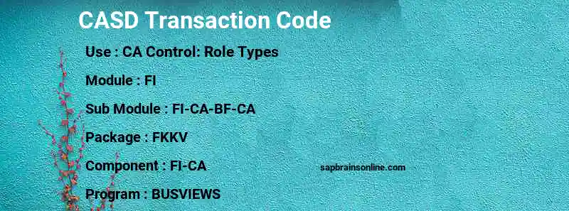 SAP CASD transaction code