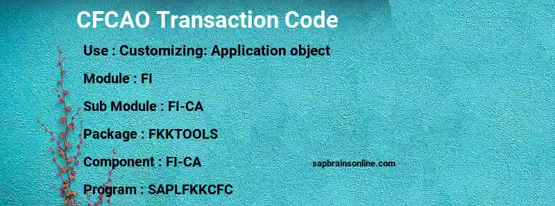 SAP CFCAO transaction code