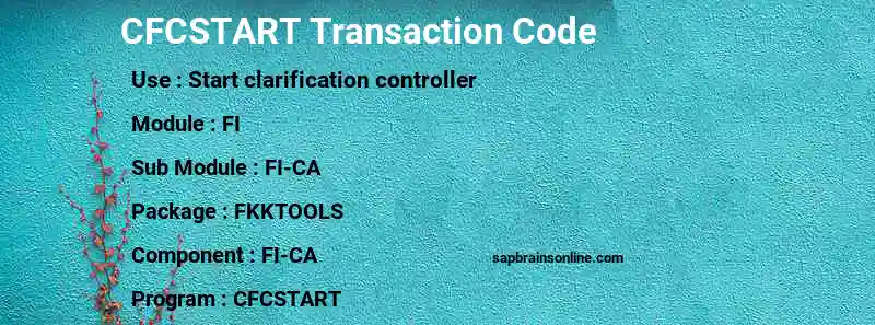 SAP CFCSTART transaction code