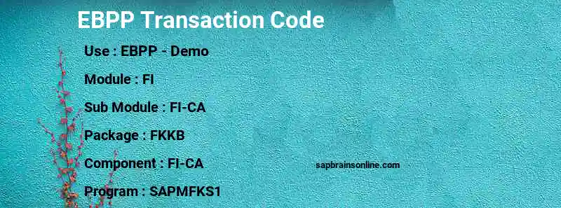 SAP EBPP transaction code