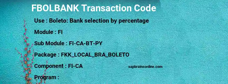 SAP FBOLBANK transaction code