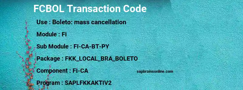 SAP FCBOL transaction code