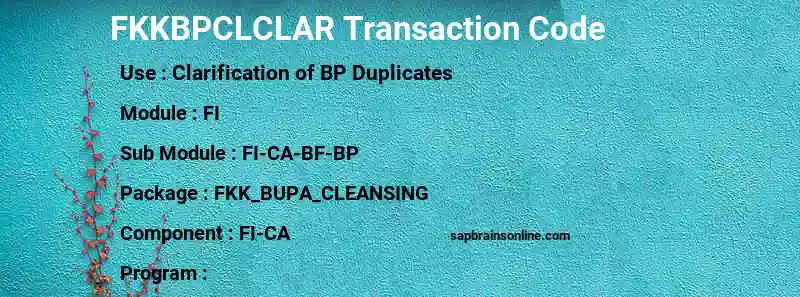 SAP FKKBPCLCLAR transaction code