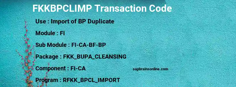 SAP FKKBPCLIMP transaction code