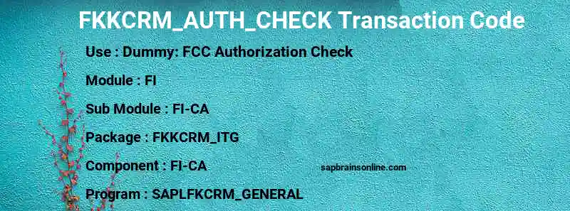 SAP FKKCRM_AUTH_CHECK transaction code