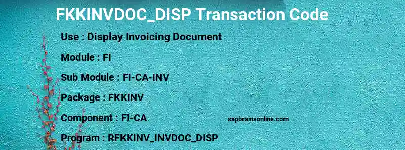 SAP FKKINVDOC_DISP transaction code