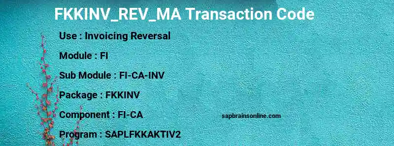 SAP FKKINV_REV_MA transaction code