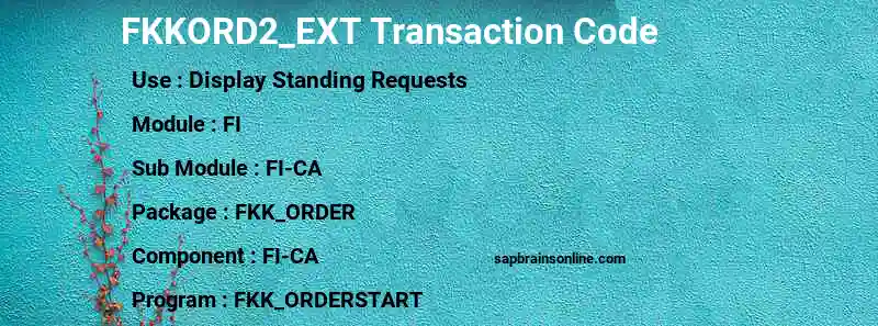 SAP FKKORD2_EXT transaction code