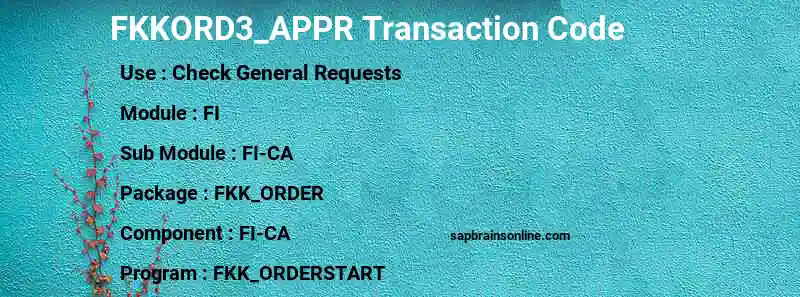 SAP FKKORD3_APPR transaction code