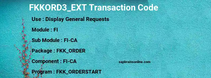 SAP FKKORD3_EXT transaction code