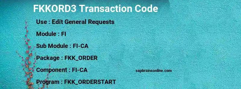 SAP FKKORD3 transaction code