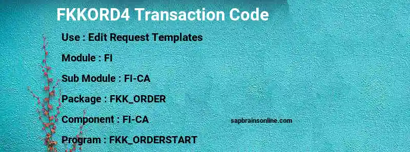 SAP FKKORD4 transaction code