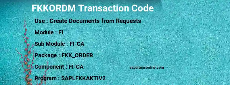 SAP FKKORDM transaction code