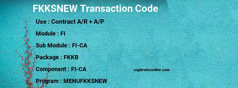 SAP FKKSNEW transaction code