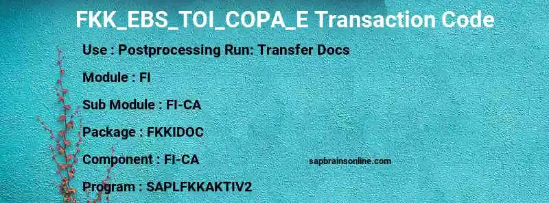 SAP FKK_EBS_TOI_COPA_E transaction code