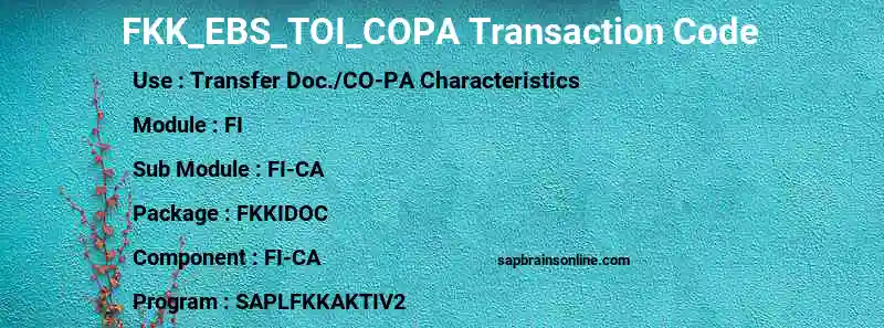 SAP FKK_EBS_TOI_COPA transaction code