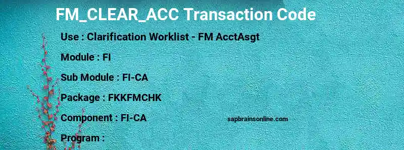 SAP FM_CLEAR_ACC transaction code
