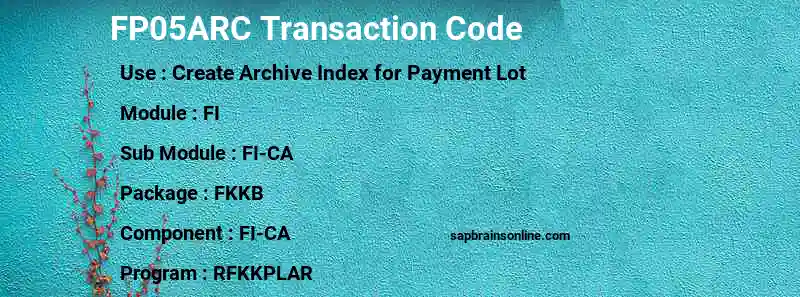 SAP FP05ARC transaction code