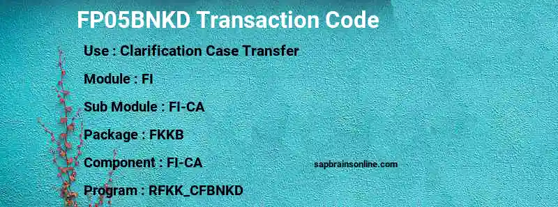 SAP FP05BNKD transaction code