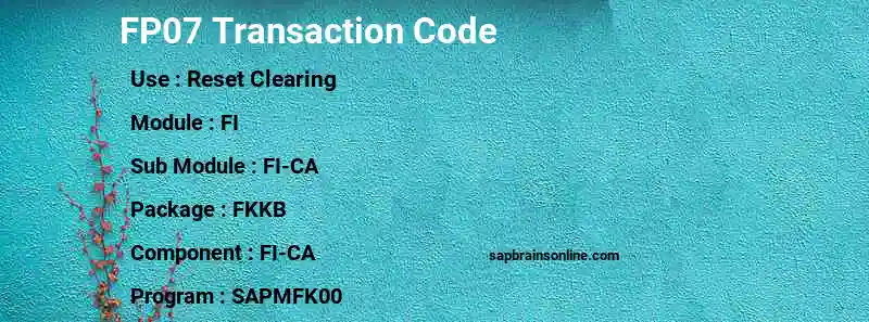 SAP FP07 transaction code