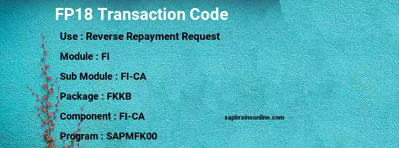 SAP FP18 transaction code