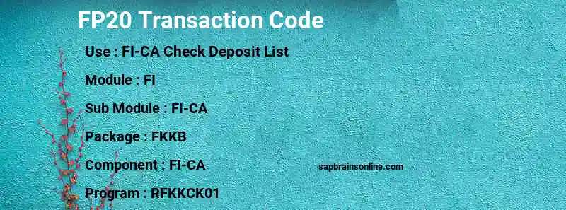 SAP FP20 transaction code