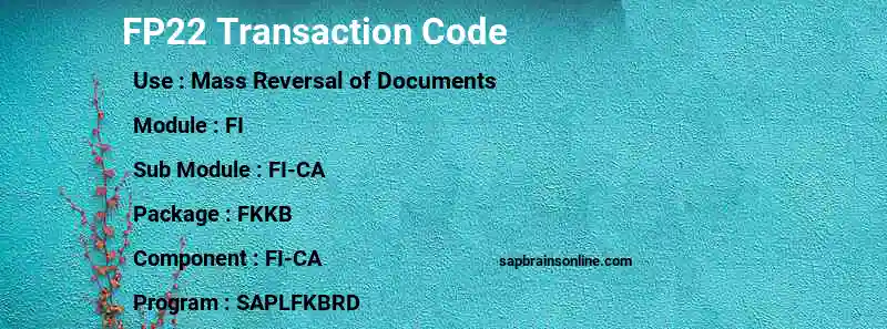 SAP FP22 transaction code