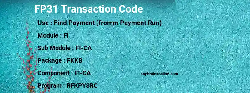 SAP FP31 transaction code