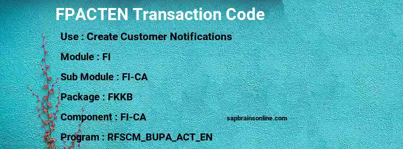 SAP FPACTEN transaction code